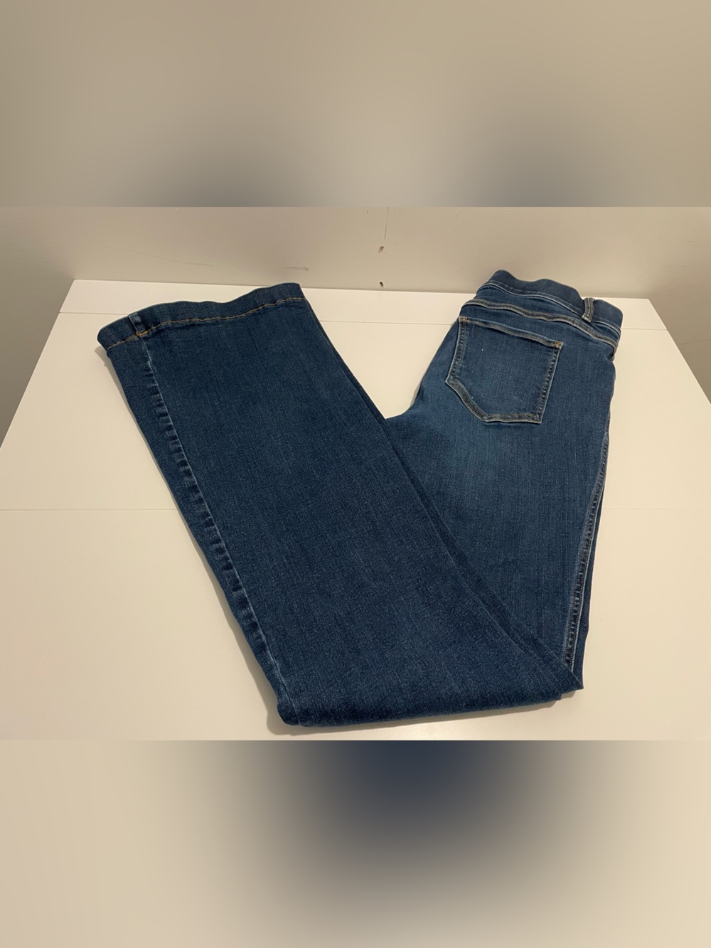 Spanx Brand Women's size Large Dark Wash Flare Leg Jeans Denim